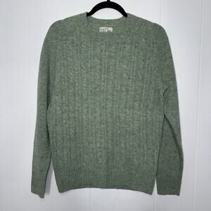 J. Crew Men’s 100% Wool Cable-Knit Crewneck Sweater Fisherman Green Size Small